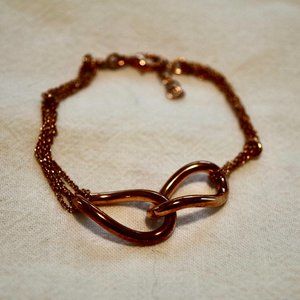 3 for 30 ~ Triple Chain Rose Gold Over Sterling Silver Infinity Knot Bracelet